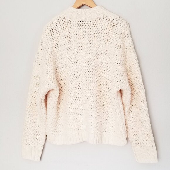 NEW Madewell Bomber Cardigan Sweater XXL Antique Cream Chunky Wool Blend $148 - Picture 8 of 16